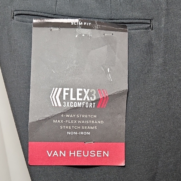 Van Heusen Charcoal Gray Slim Fit Flex 3 Comfort Dress Pants - Picture 3 of 11